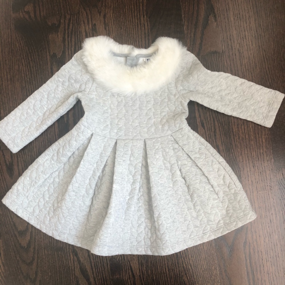 Janie & Jack winter dress with faux fur 18-24m